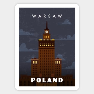 Warsaw, Poland. Retro travel poster Sticker